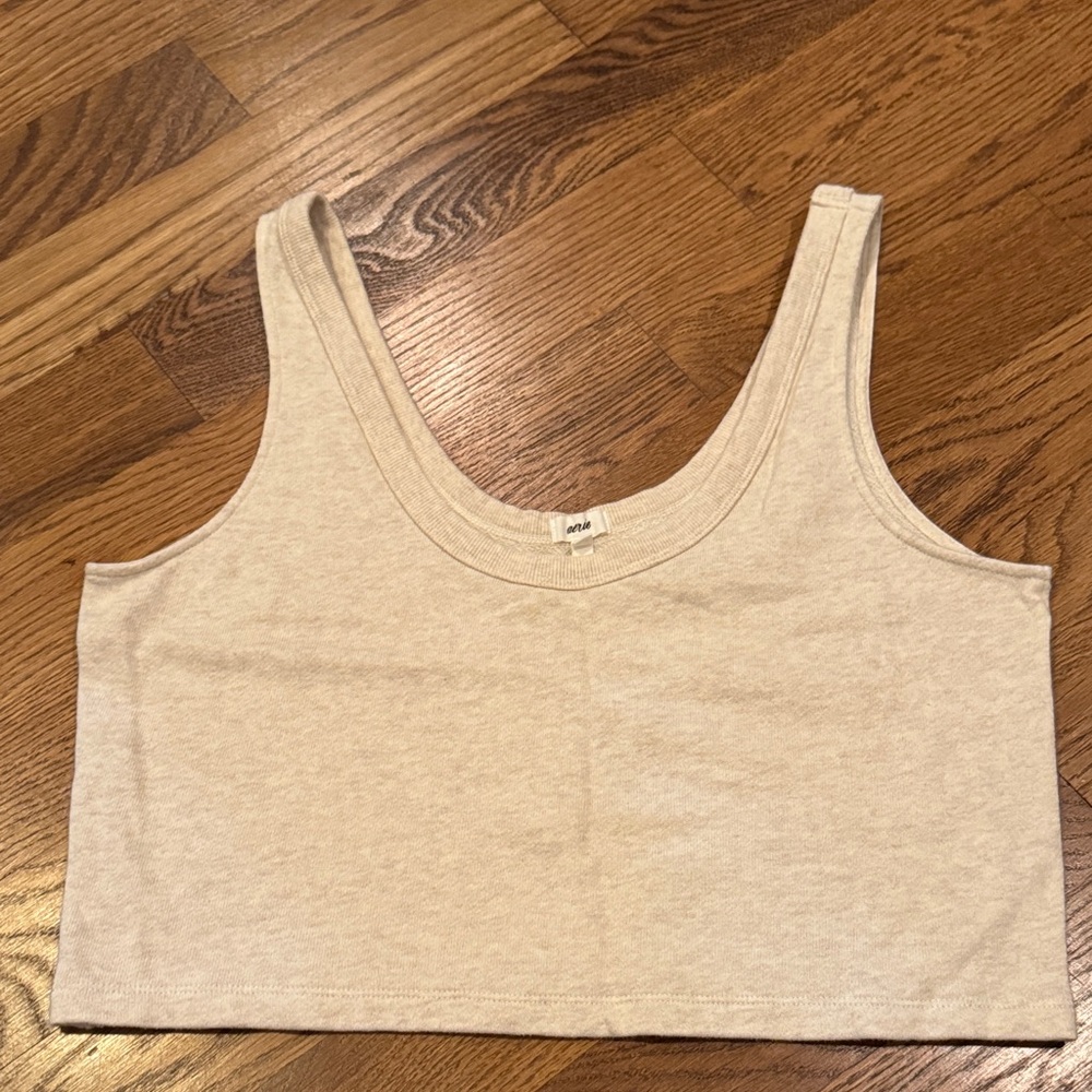 Aerie  Cream Crop Top with side cut outs
